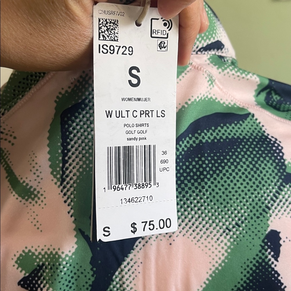 adidas Women's Pink and Green Long Sleeve Top - Picture 6 of 7